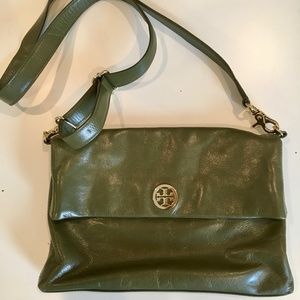 Tory Burch Dena Crossbody Foldover Green Clutch